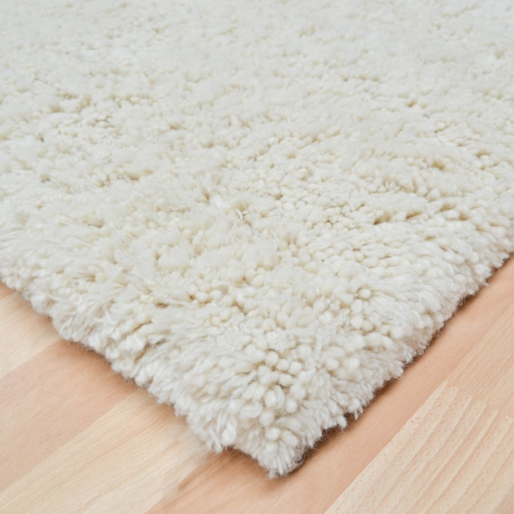 Goochy Cream Shaggy Wool Rugs - Free UK Delivery - The Rug Seller