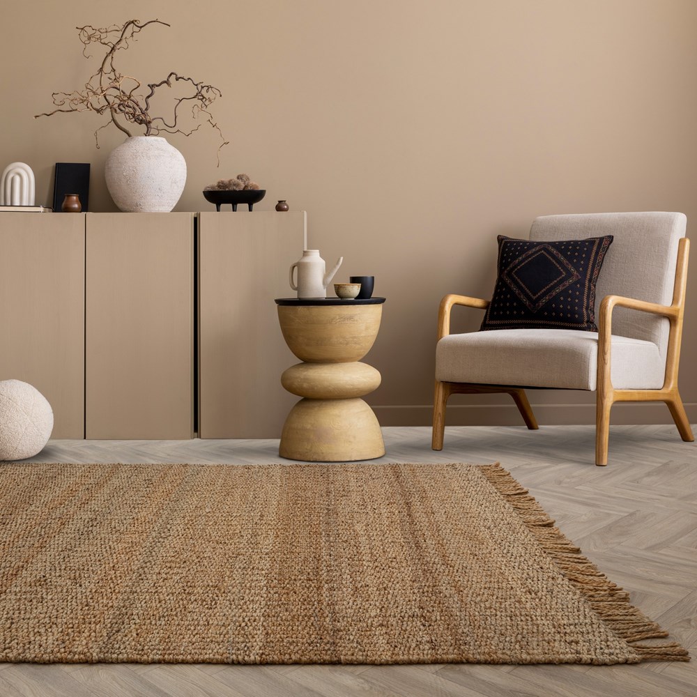 Grove Plain Flatweave Hand Woven Jute Rugs in Natural