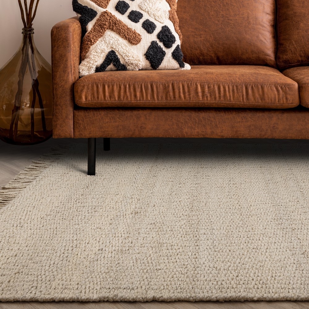 Grove Plain Flatweave Hand Woven Jute Rugs in Sand Beige