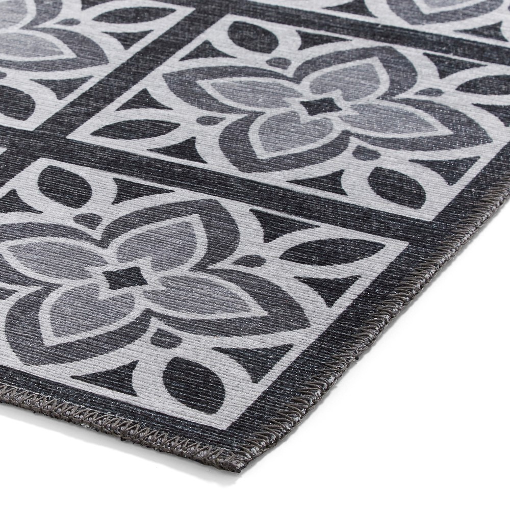 Victoria H1191 Modern Geometric Washable Rugs in Grey