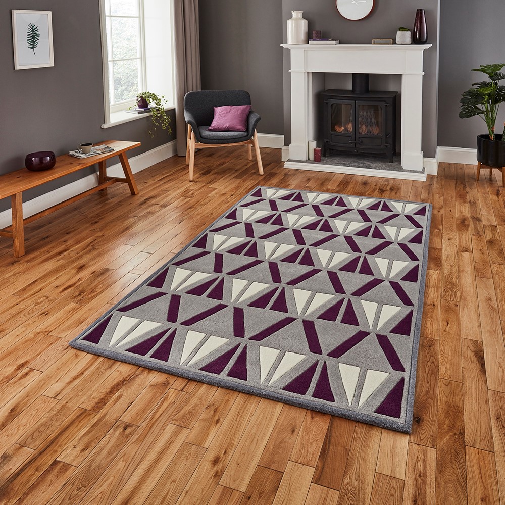 Hong Kong Rugs Hk1374 In Grey Purple Buy Online From The Rug Seller Uk