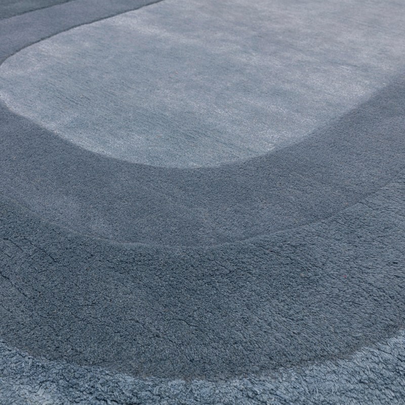 Halo Curved Modern Wool Carved Rugs in Denim Blue buy online from the ...