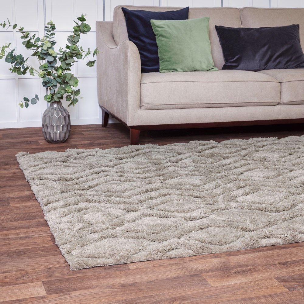 Harrison Soft Boho Shaggy Rugs in Greige