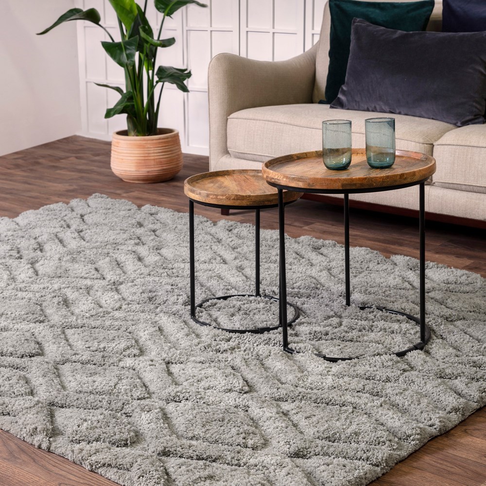 Harrison Soft Boho Shaggy Rugs in Silver Grey