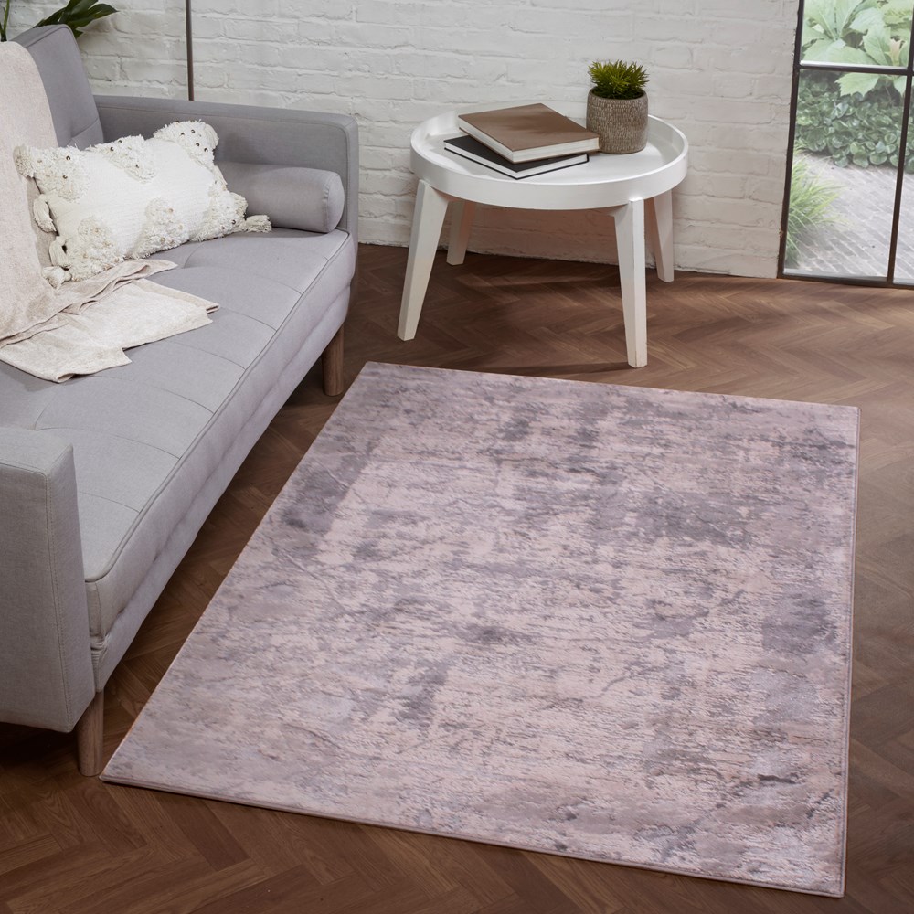 Arabella Hazy Abstract Distressed Modern Rug in Grey