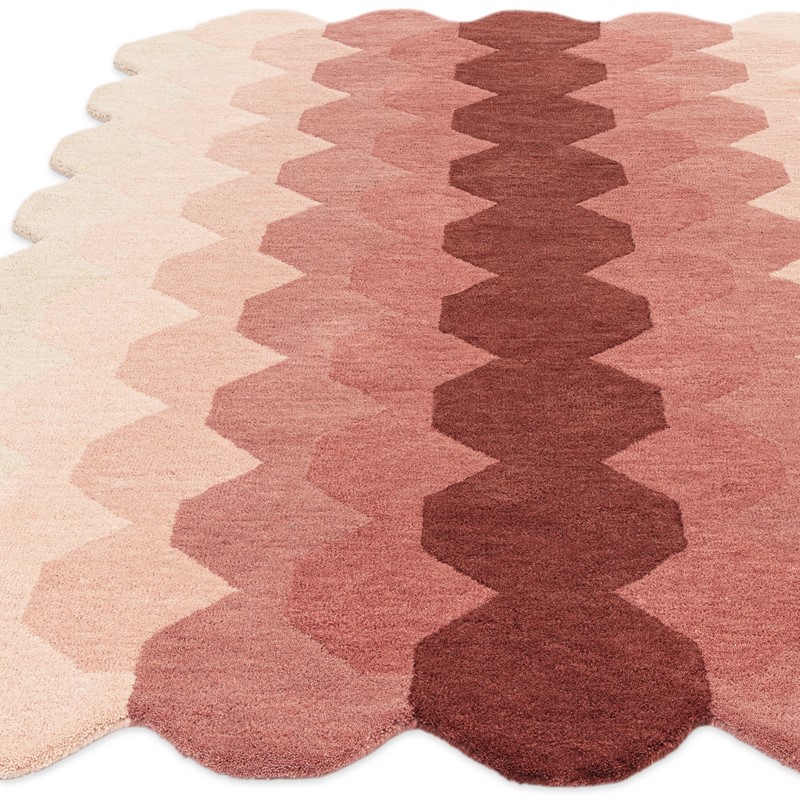 Hive Modern Geometric Ombre Wool Rugs in Pink buy online from the rug