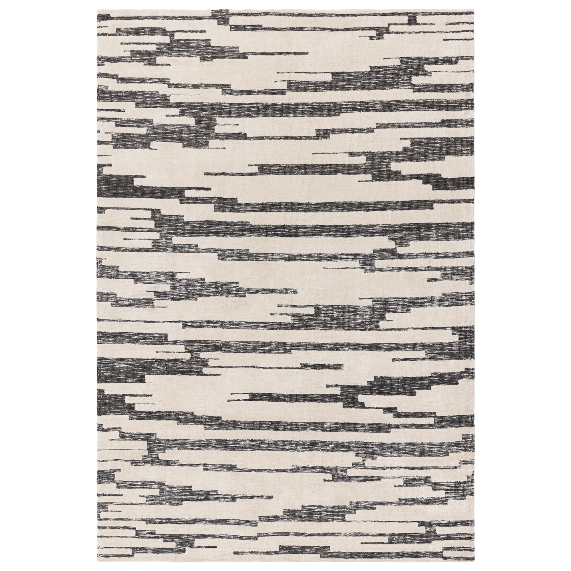 Mason Ikat Modern Abstract Rugs In Charcoal Grey Cream