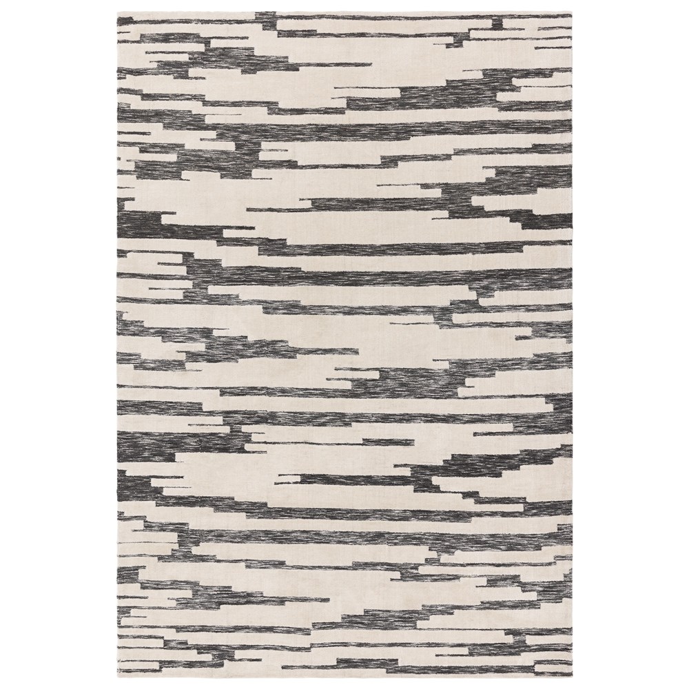 Mason Ikat Modern Abstract Rugs in Charcoal Grey Cream