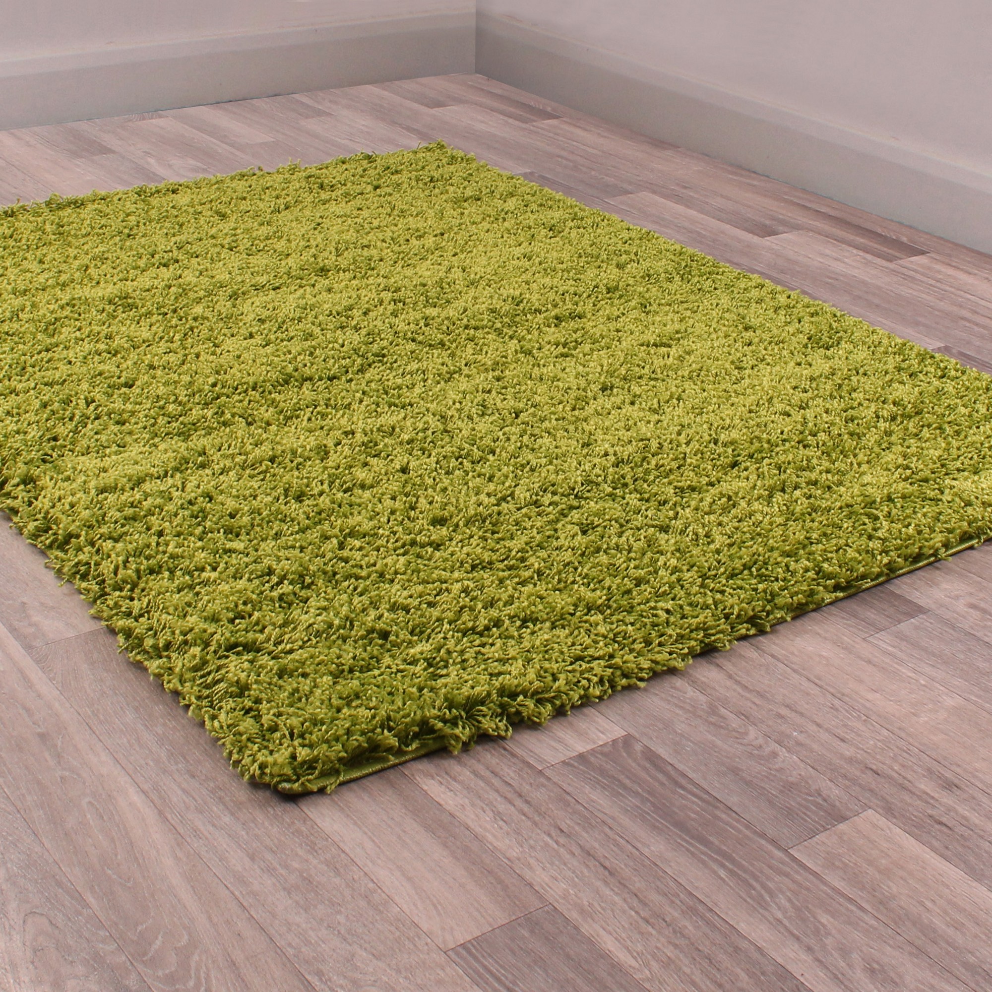 Indulgence Plain Shaggy Rugs In Lime Green