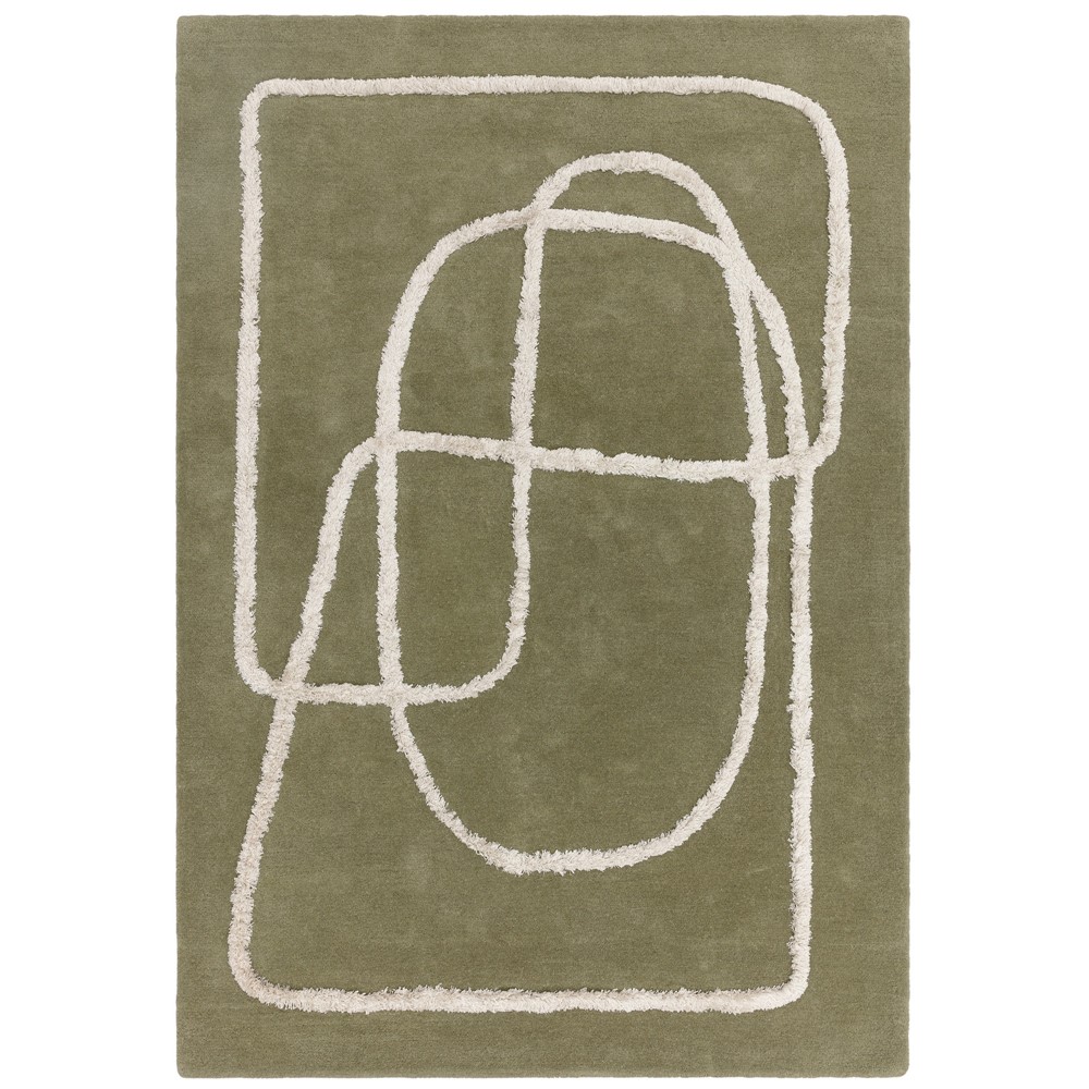 Infinity Modern Wool Abstract Textured Rug in Sage Green