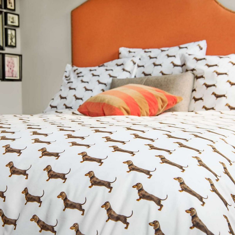 James The Sausage Dog Cotton Kids Bedding in White buy online from the ...