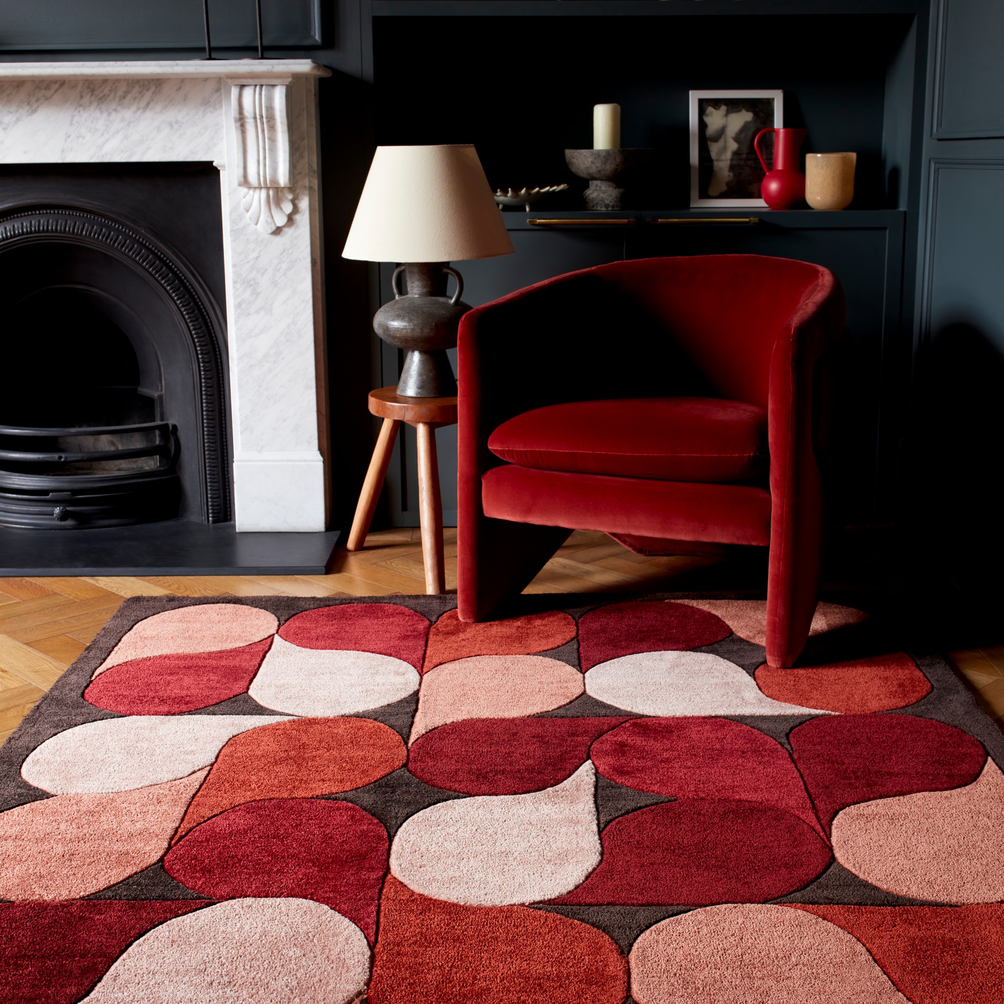 Romy Jive 14 Geometric Modern Rugs In Red