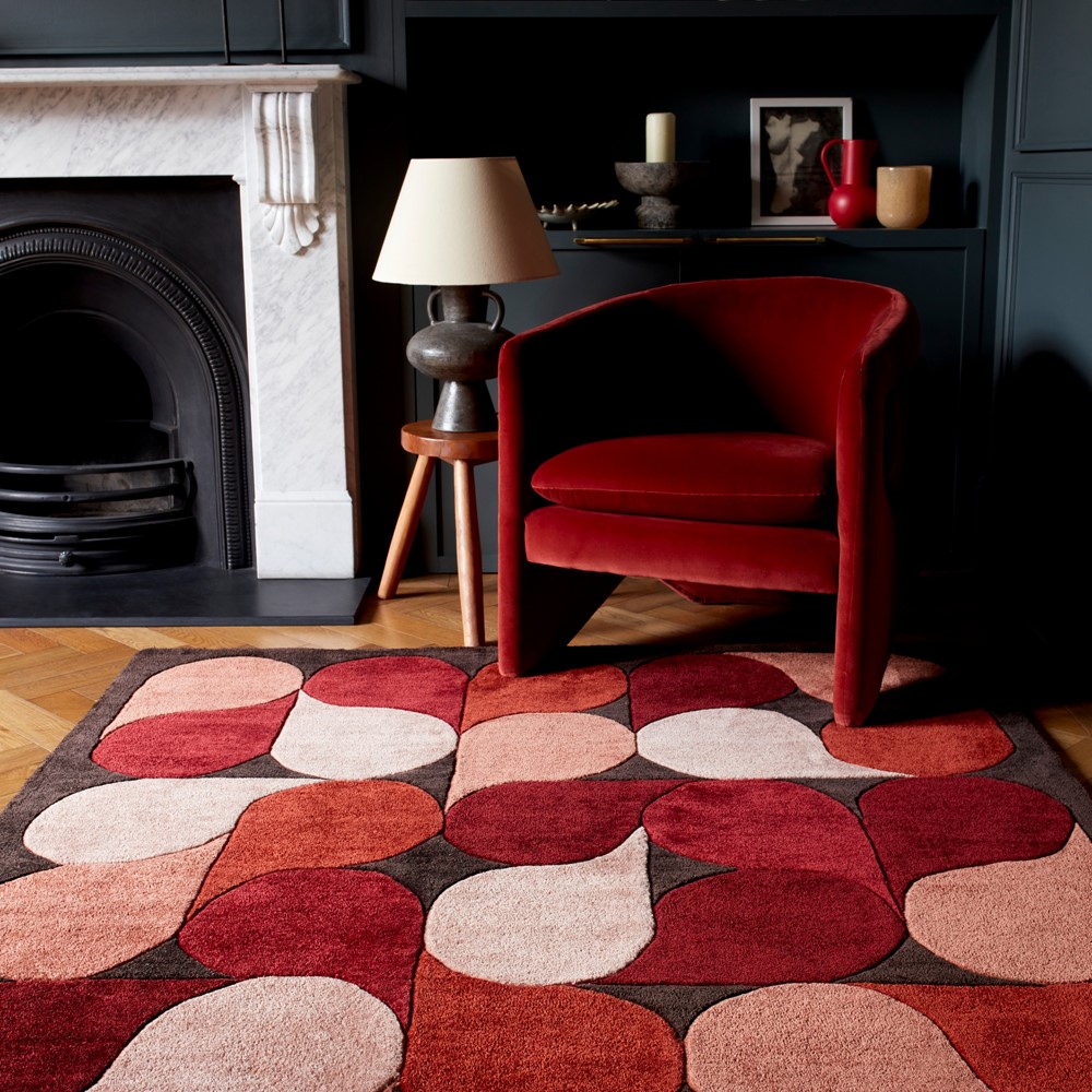 Romy Jive 14 Geometric Modern Rugs in Red