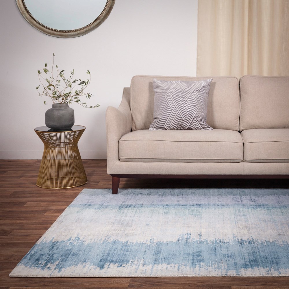 Juno Abstract Rugs in Aquamarine Blue