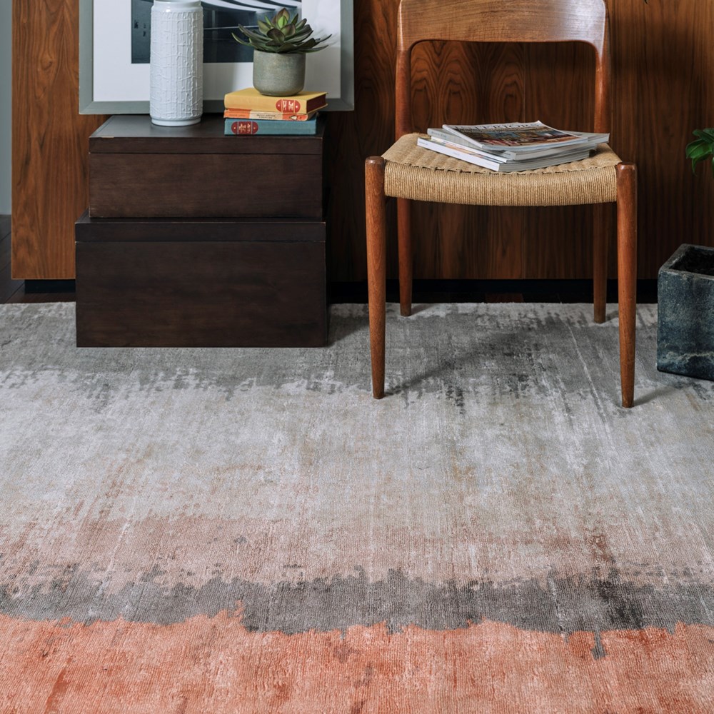 Juno Abstract Rugs in Ginger Orange