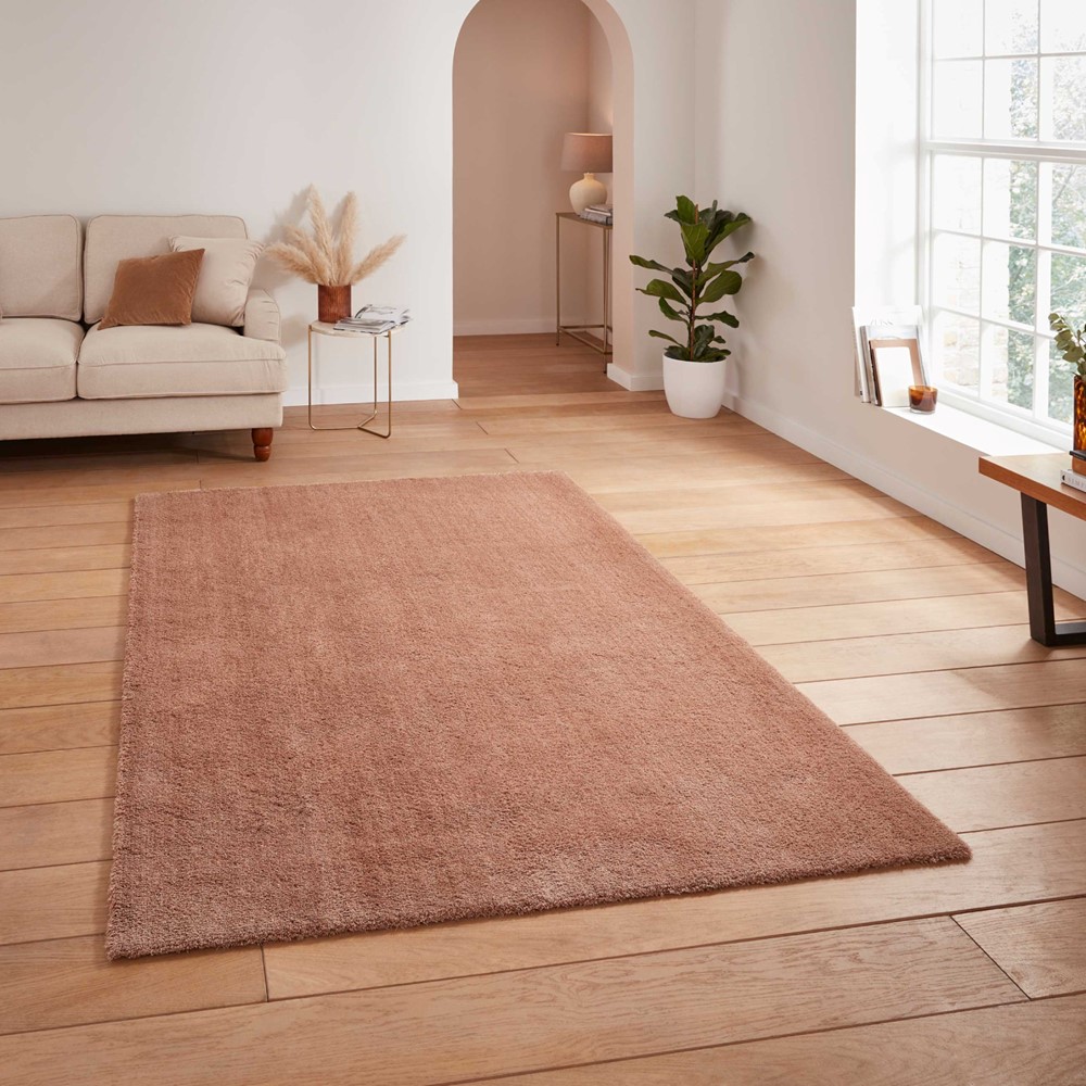 Kara Plain Shaggy Washable Rug in Walnut Brown