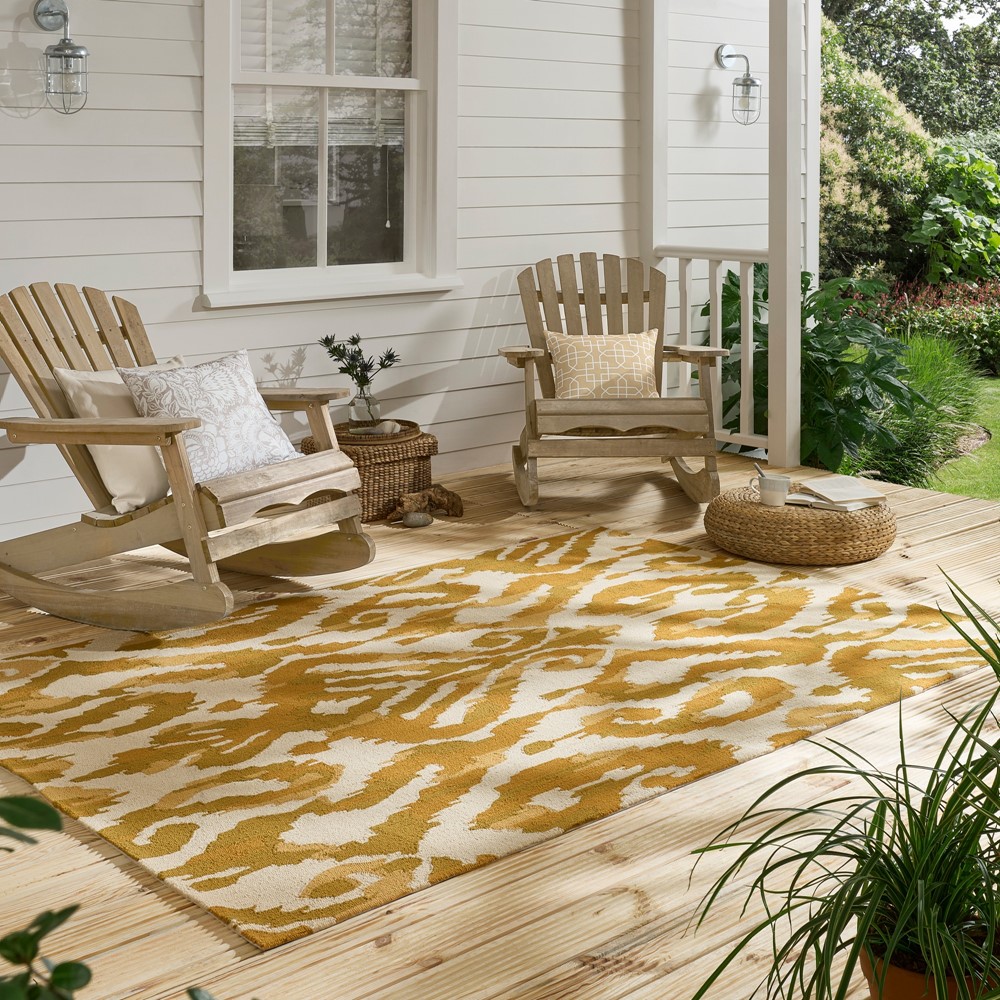 Kasuri Indoor Outdoor Rugs 446203 by Sanderson in Ochre