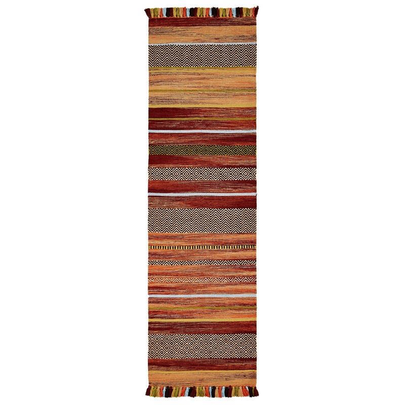 Kelim Hallway Runners in Stripe Rust buy online from the rug seller uk