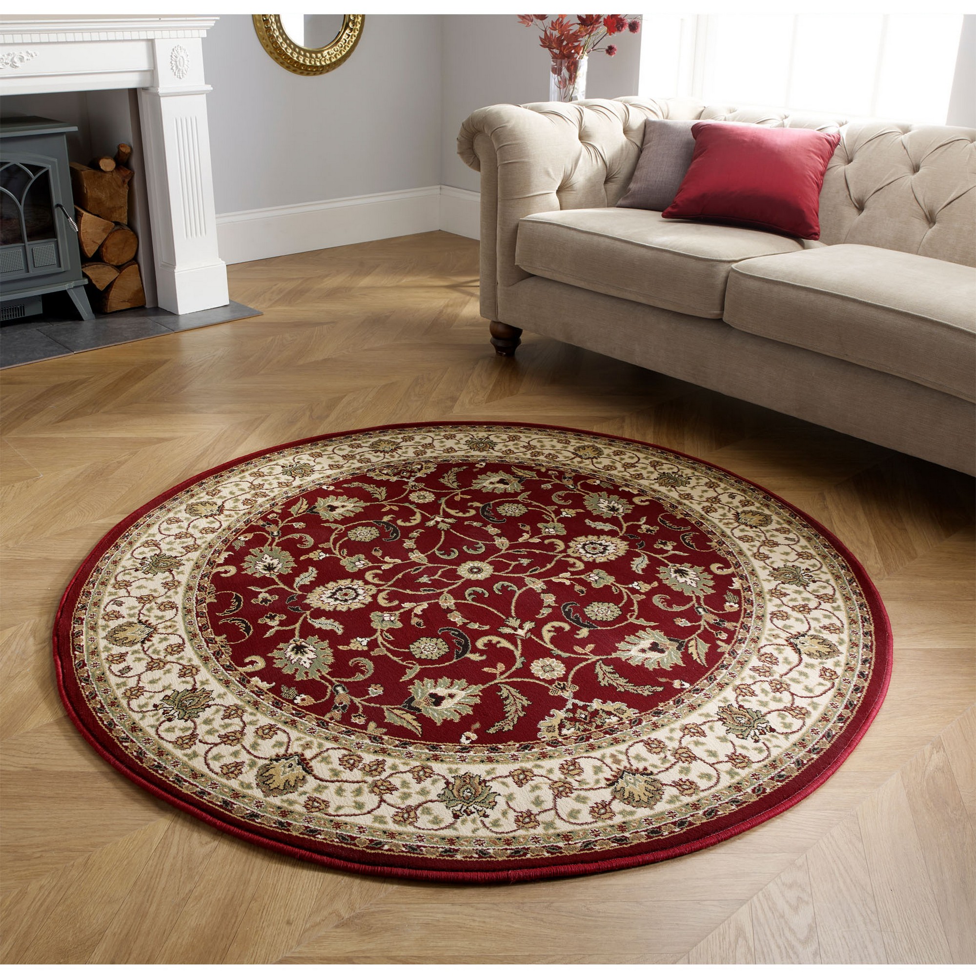 Kendra Traditional Circle 137 W in Cream buy online from the rug seller uk