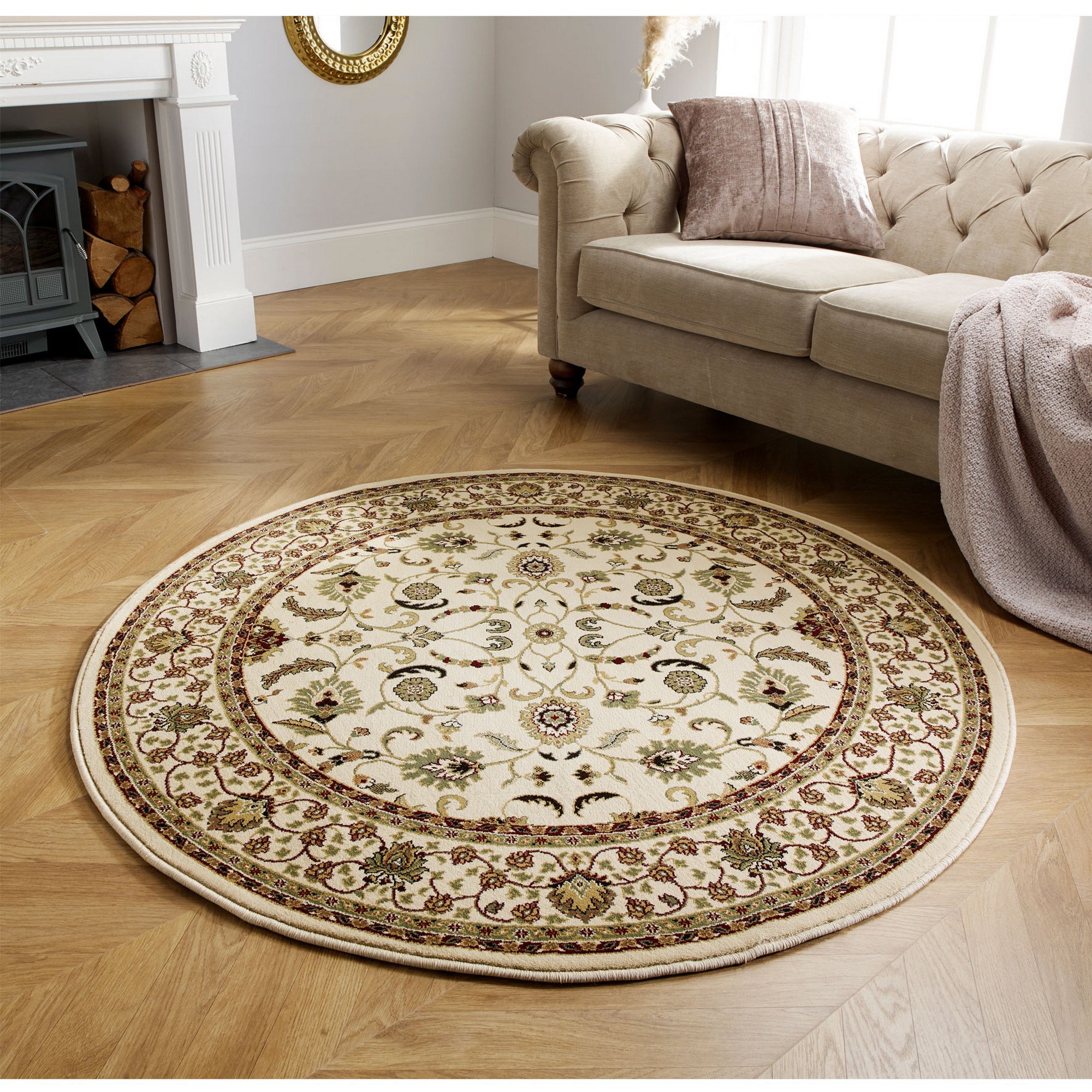 Kendra Traditional Circle 137 R in Red buy online from the rug seller uk