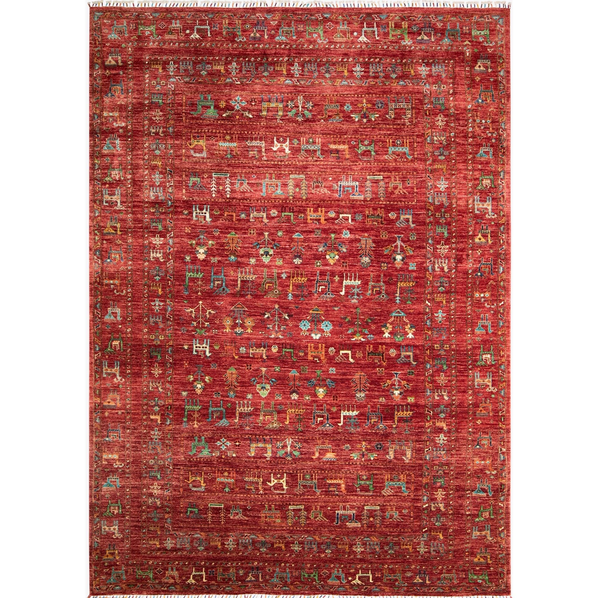 Khurjeen Traditional Hand Knotted Wool Rugs 46921 In Red Multi