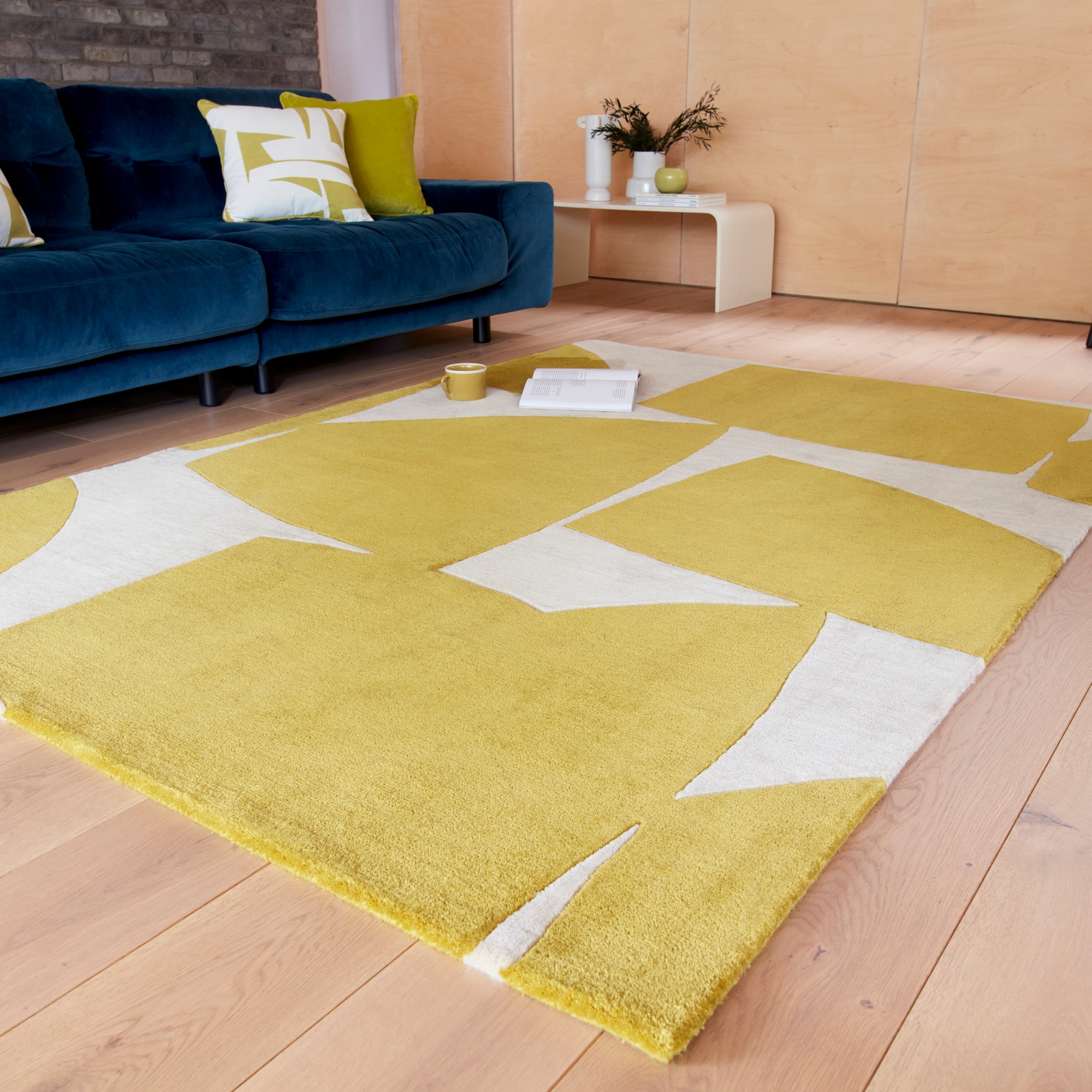 Romy Kite 06 Geometric Modern Abstract Rugs In Chartreuse Green