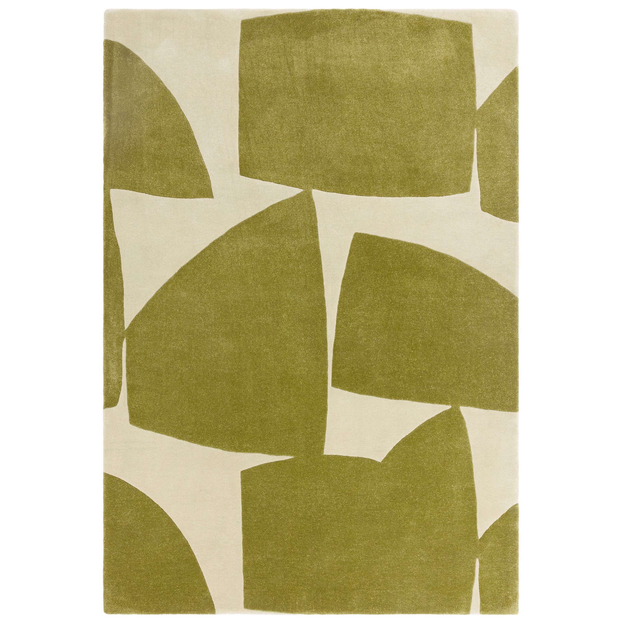 Romy Kite 04 Geometric Modern Abstract Rugs In Sage Green