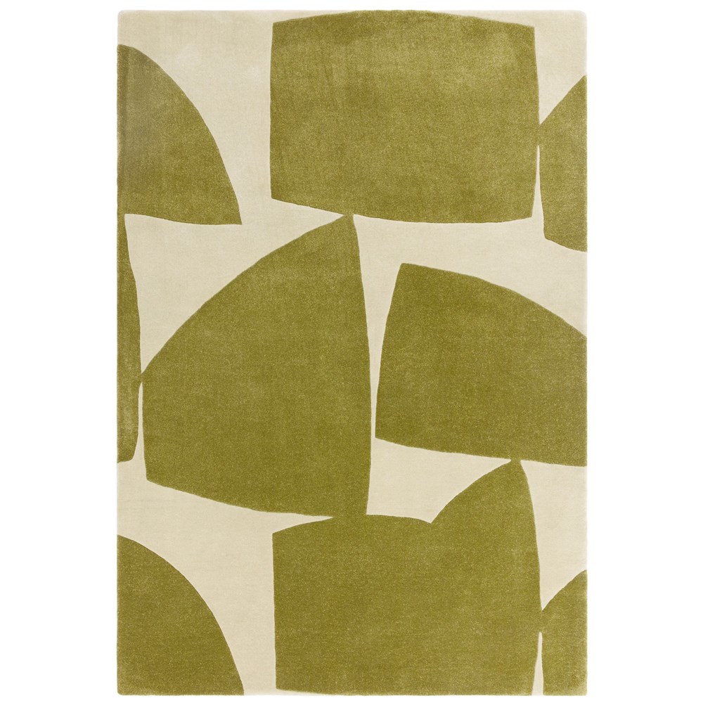 Romy Kite 04 Geometric Modern Abstract Rugs in Sage Green