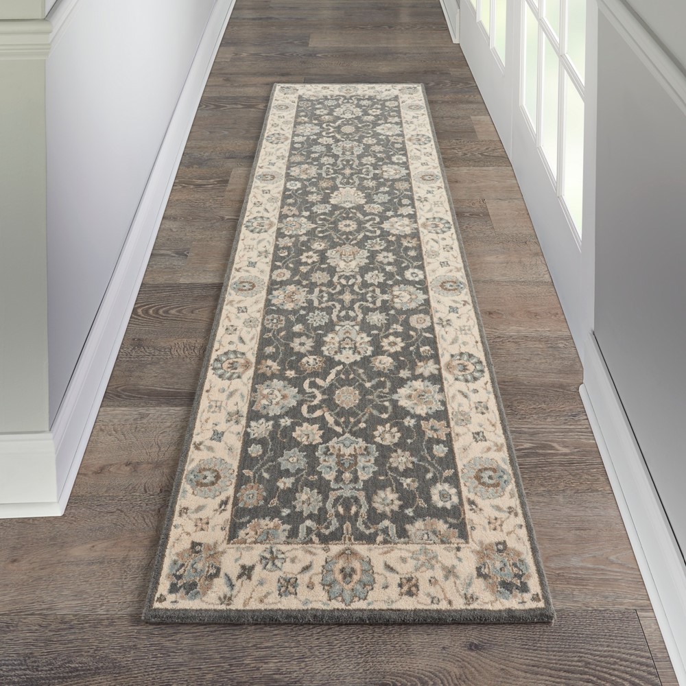 Living Treasure Hallway Runner Rugs by Nourison LI16 in Grey Ivory buy ...