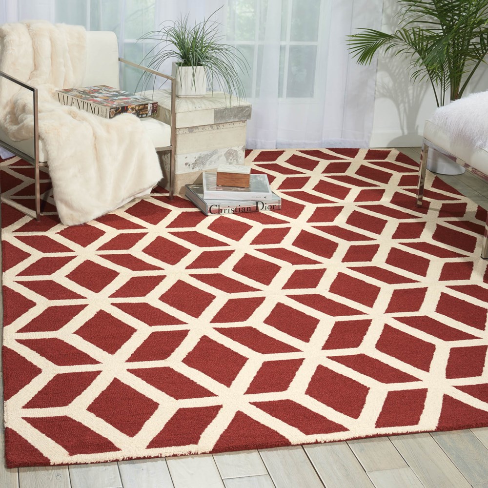 Linear Rugs LIN01 in Brick and Ivory