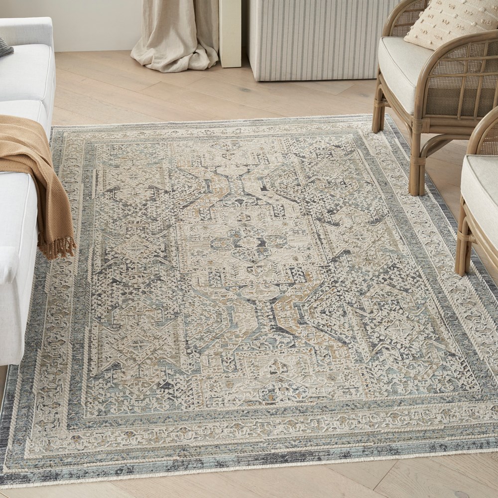 Lynx LNX01 Traditional Rugs by Nourison in Ivory Charcoal