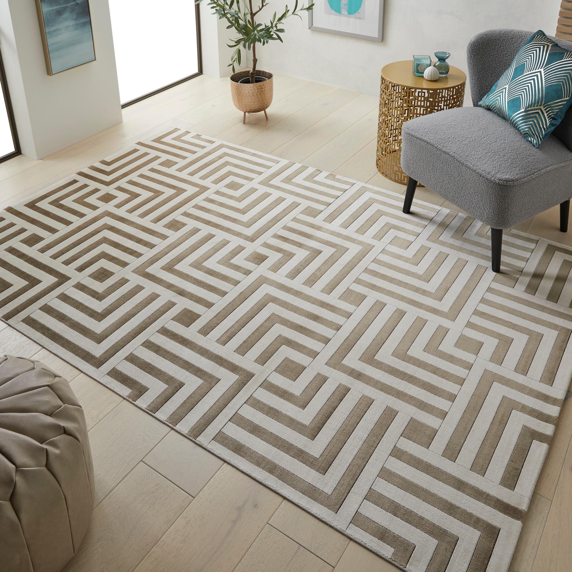 Lugano Lug01 Modern Rugs By Concept Looms In Ivory Gold