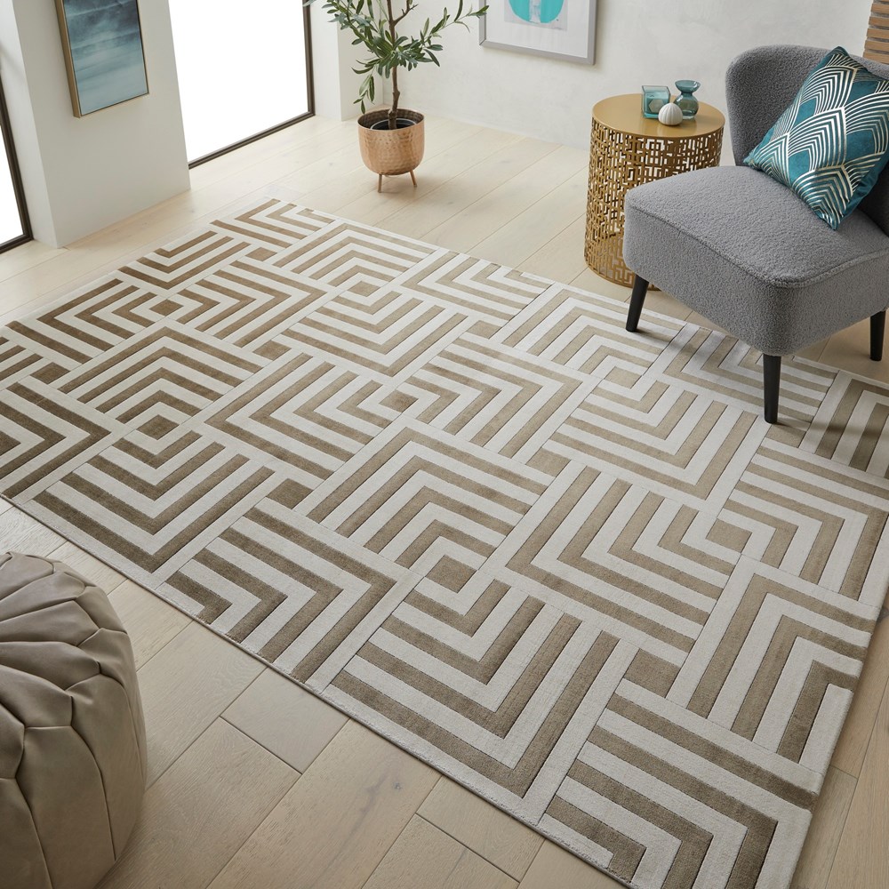 Lugano LUG01 Modern Rugs by Concept Looms in Ivory Gold