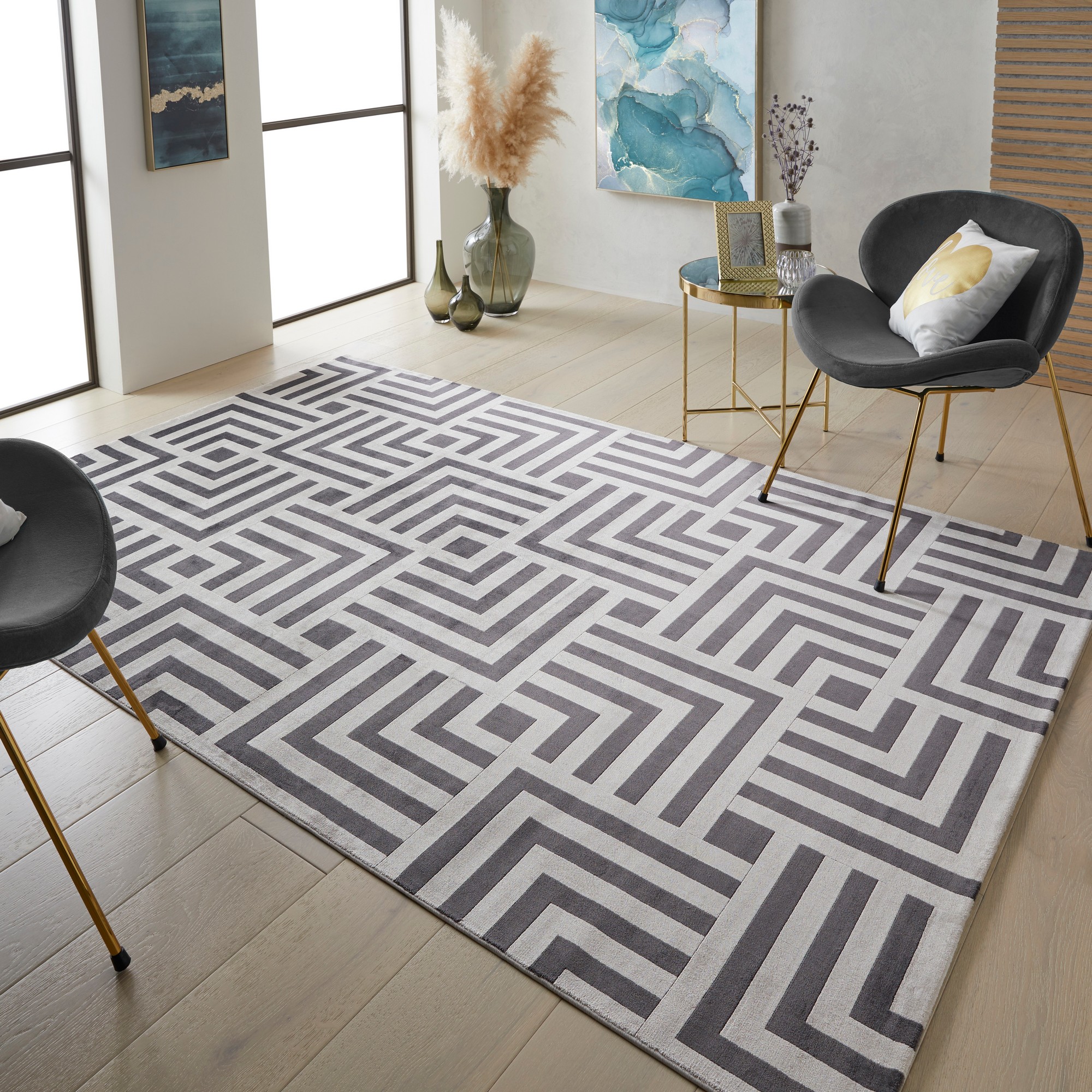 Lugano Lug01 Modern Rugs By Concept Looms In Light Grey Anthracite