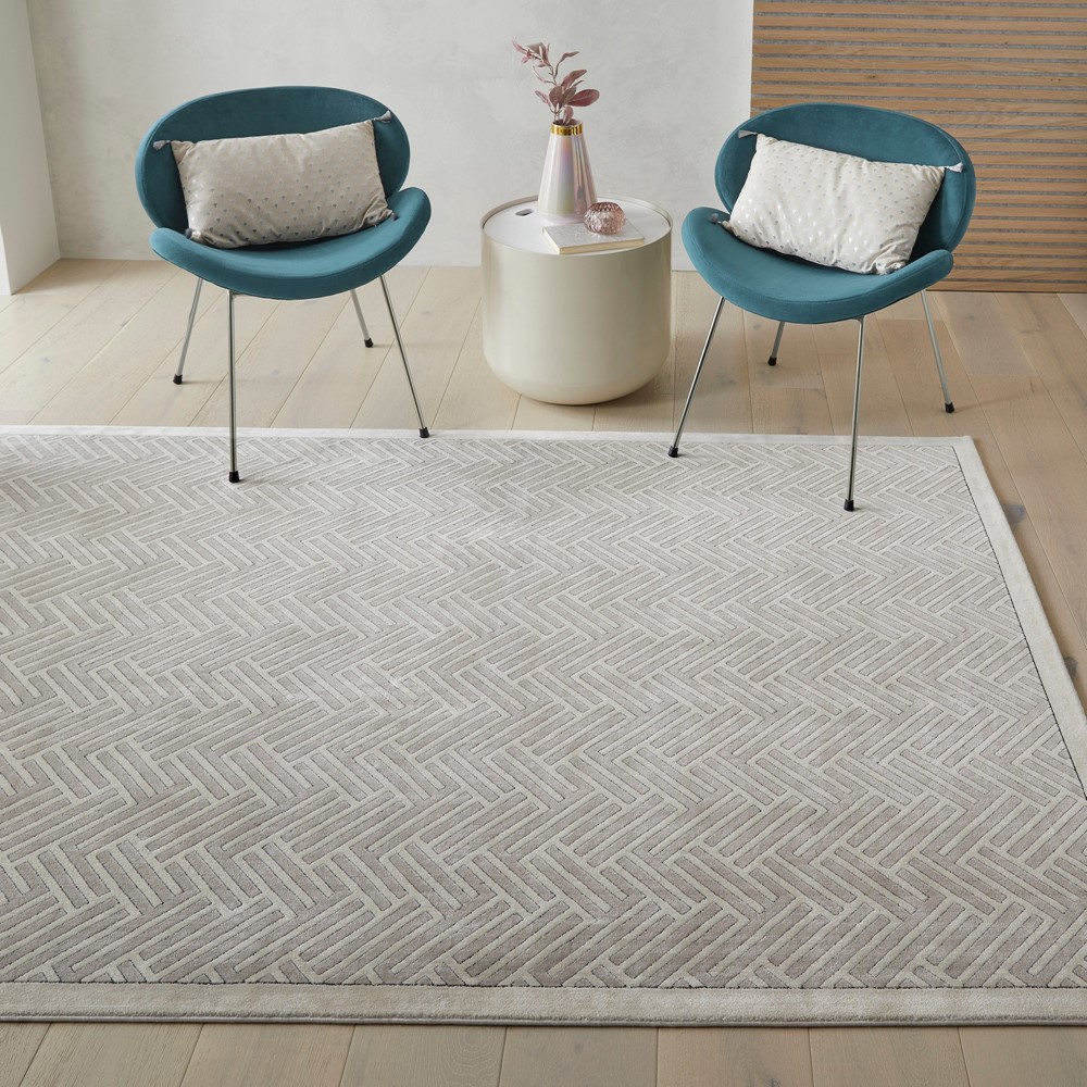 Lugano LUG03 Chevron Rugs by Concept Looms in Grey Ivory