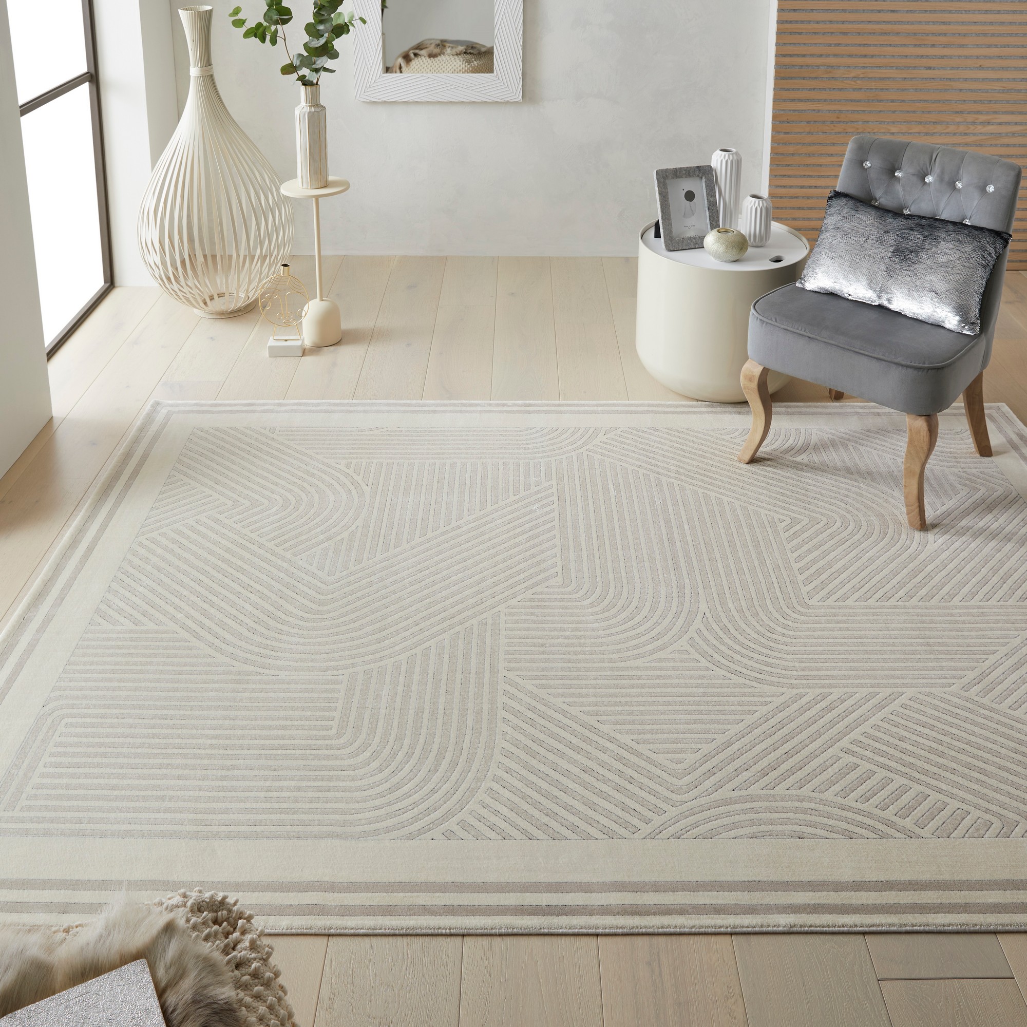 Lugano Lug05 Modern Rugs By Concept Looms In Light Grey Ivory