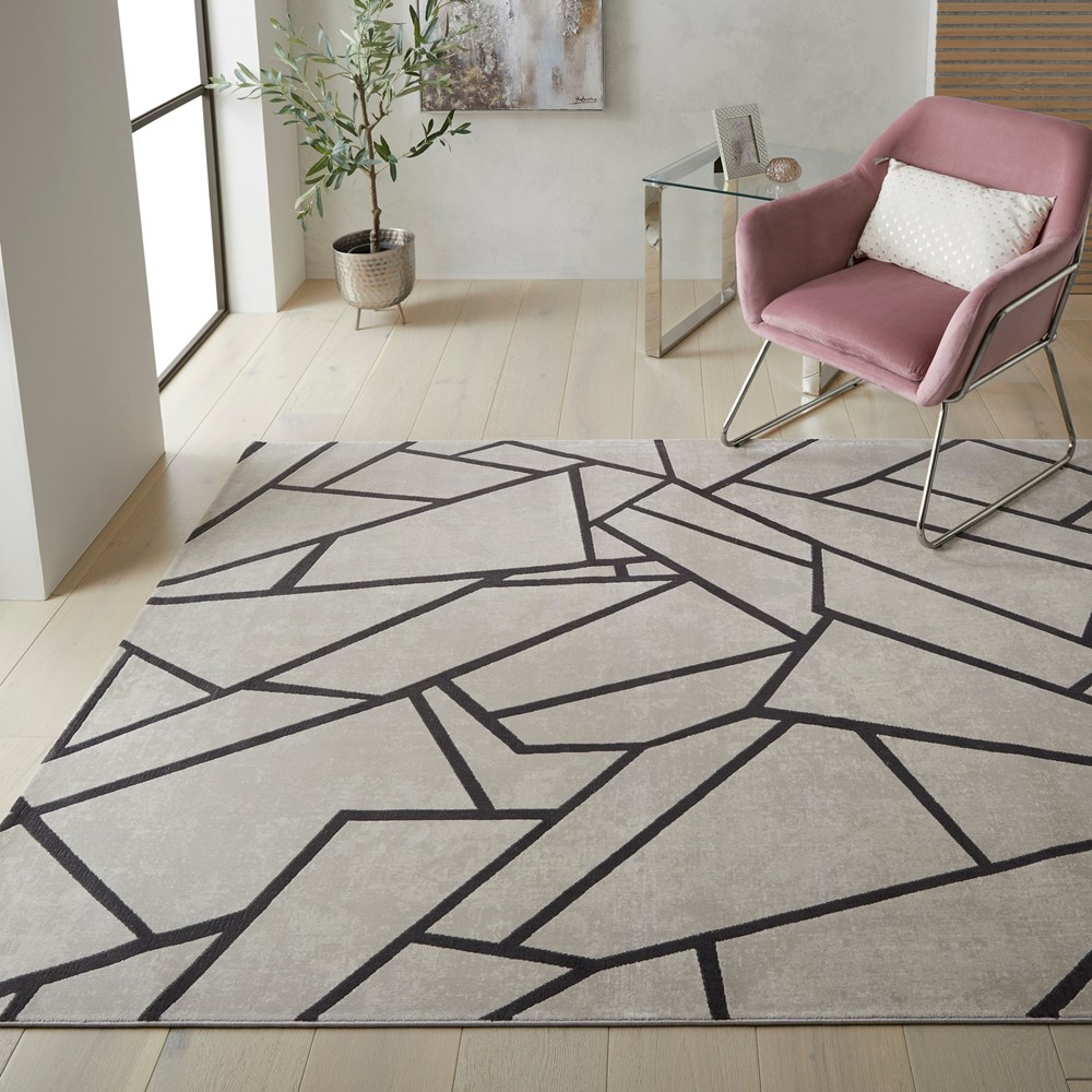 Lugano LUG06 Geometric Rugs by Concept Looms in Light Grey Anthracite