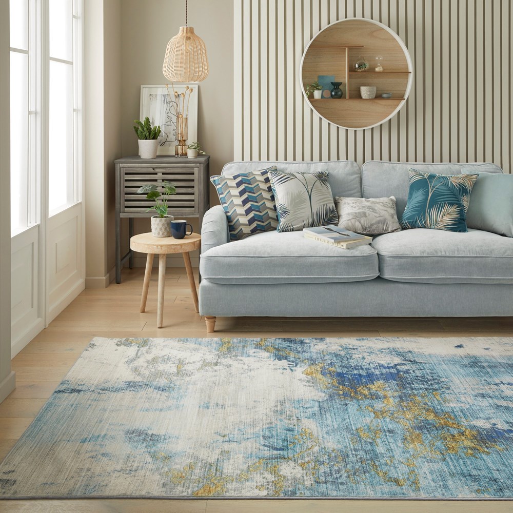 Concept Looms Lux Washable LUX04 Rugs in Blue Gold