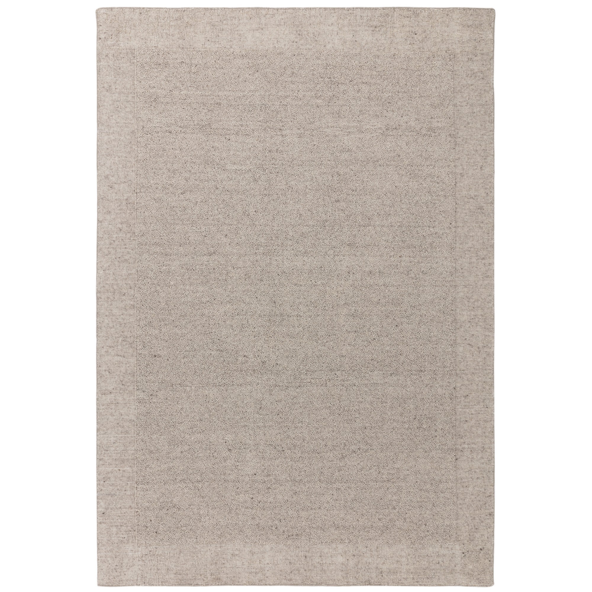 Larson Plain Boho Wool Border Rugs In Beige