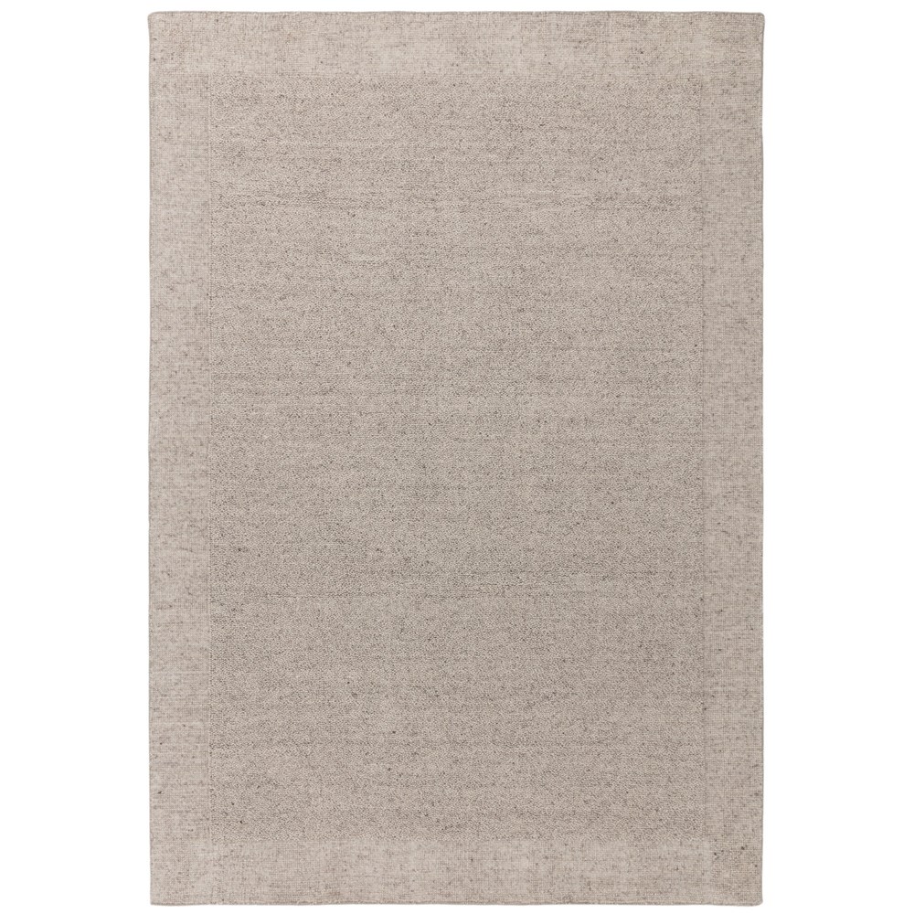 Larson Plain Boho Wool Border Rugs in Beige