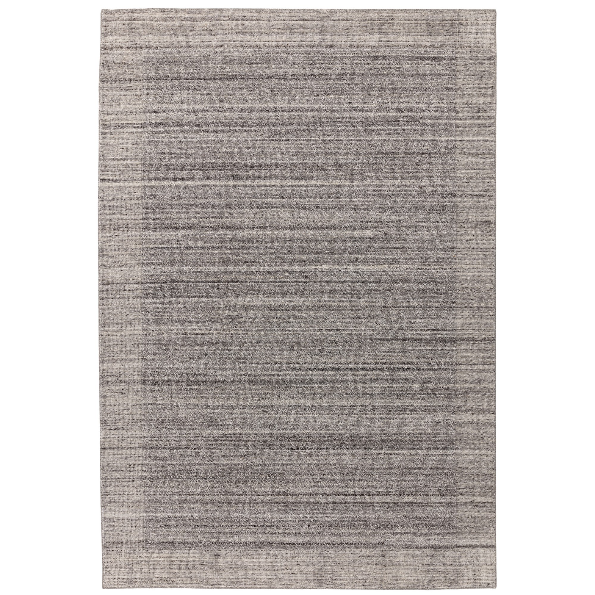 Larson Plain Boho Wool Border Rugs In Charcoal Grey