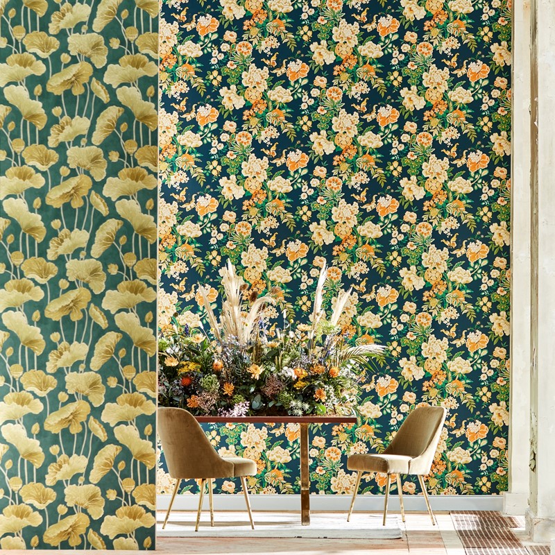 Lotus Leaf Wallpaper 217127 By Sanderson In Midnight Copper Buy Online 