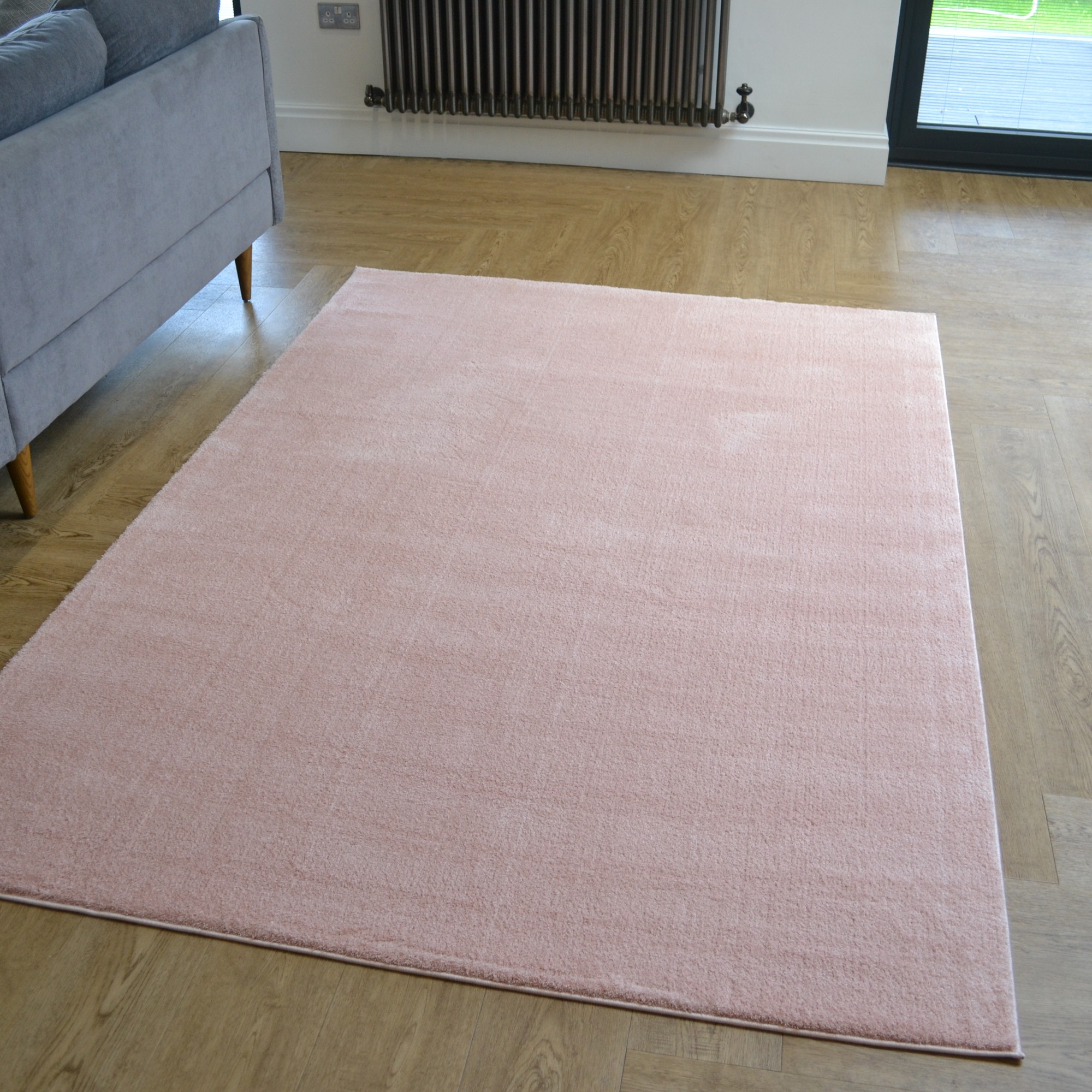 Lotus Shaggy Plain Modern Rugs In Pink