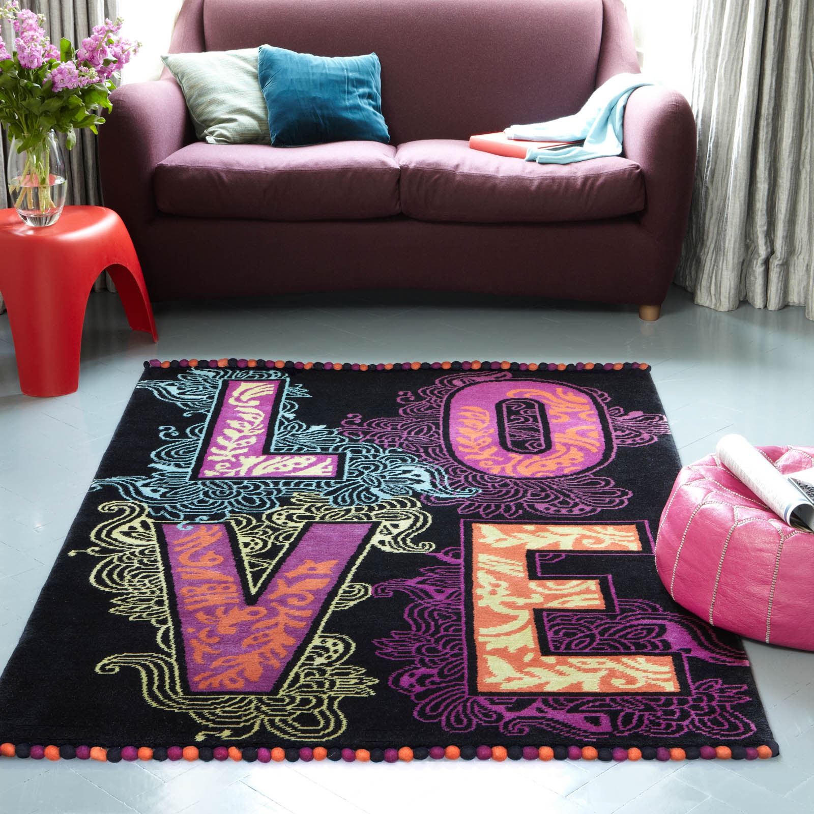 Plantation Love Rug Hand Knotted Pure Wool Free UK Delivery The   Love%20Rug Multi1 