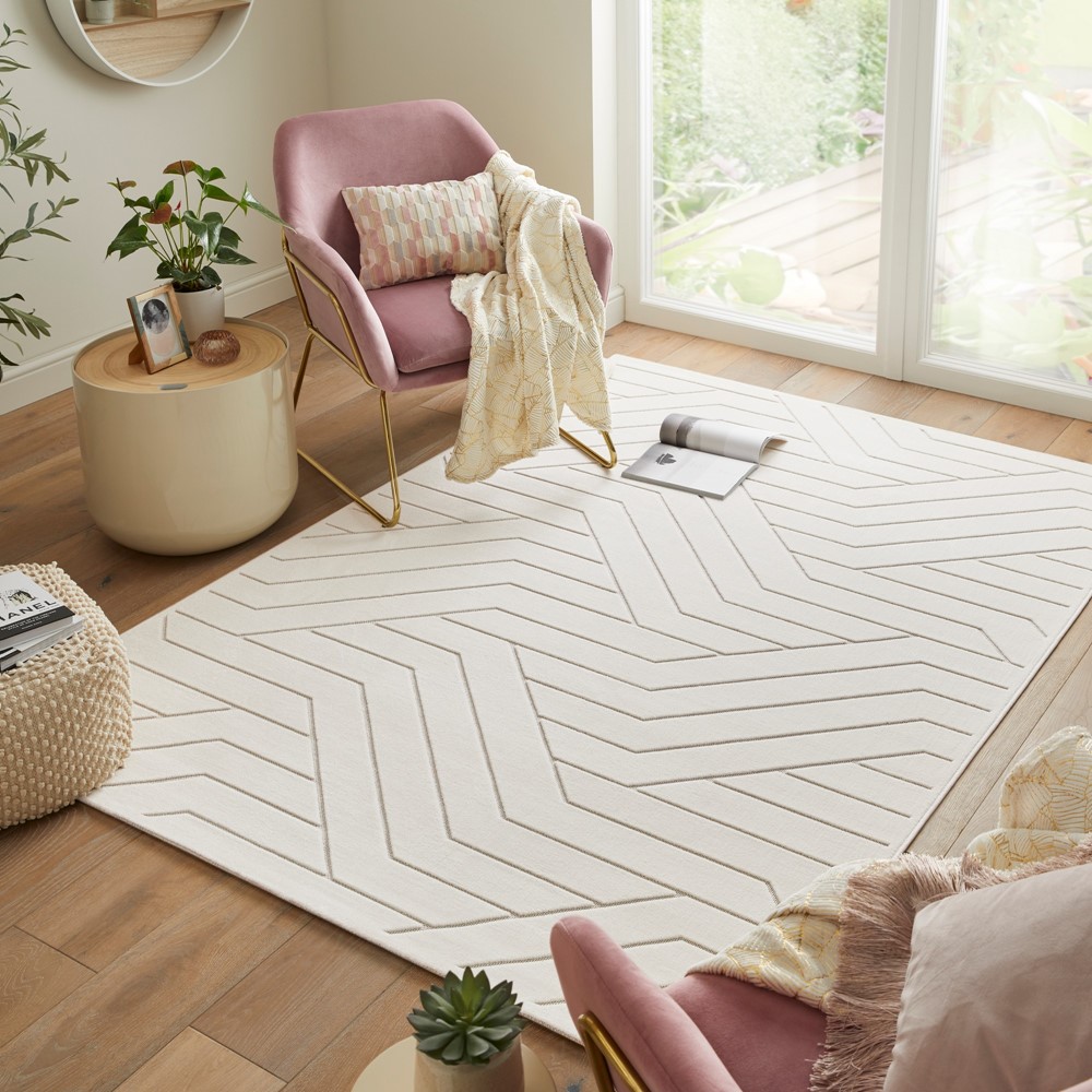 Maze MAZ101 Geometric Rug by Concept Looms in Ivory White