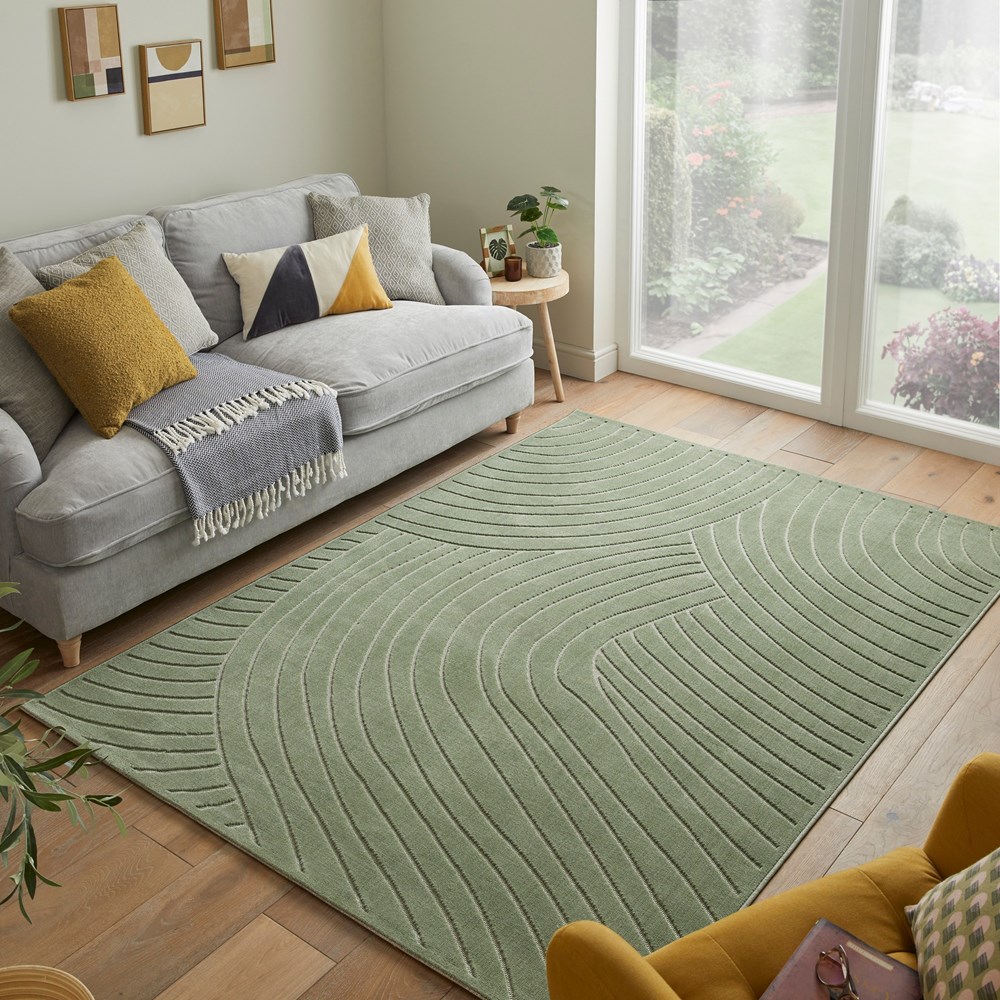 Maze MAZ105 Carved Rug by Concept Looms in Green