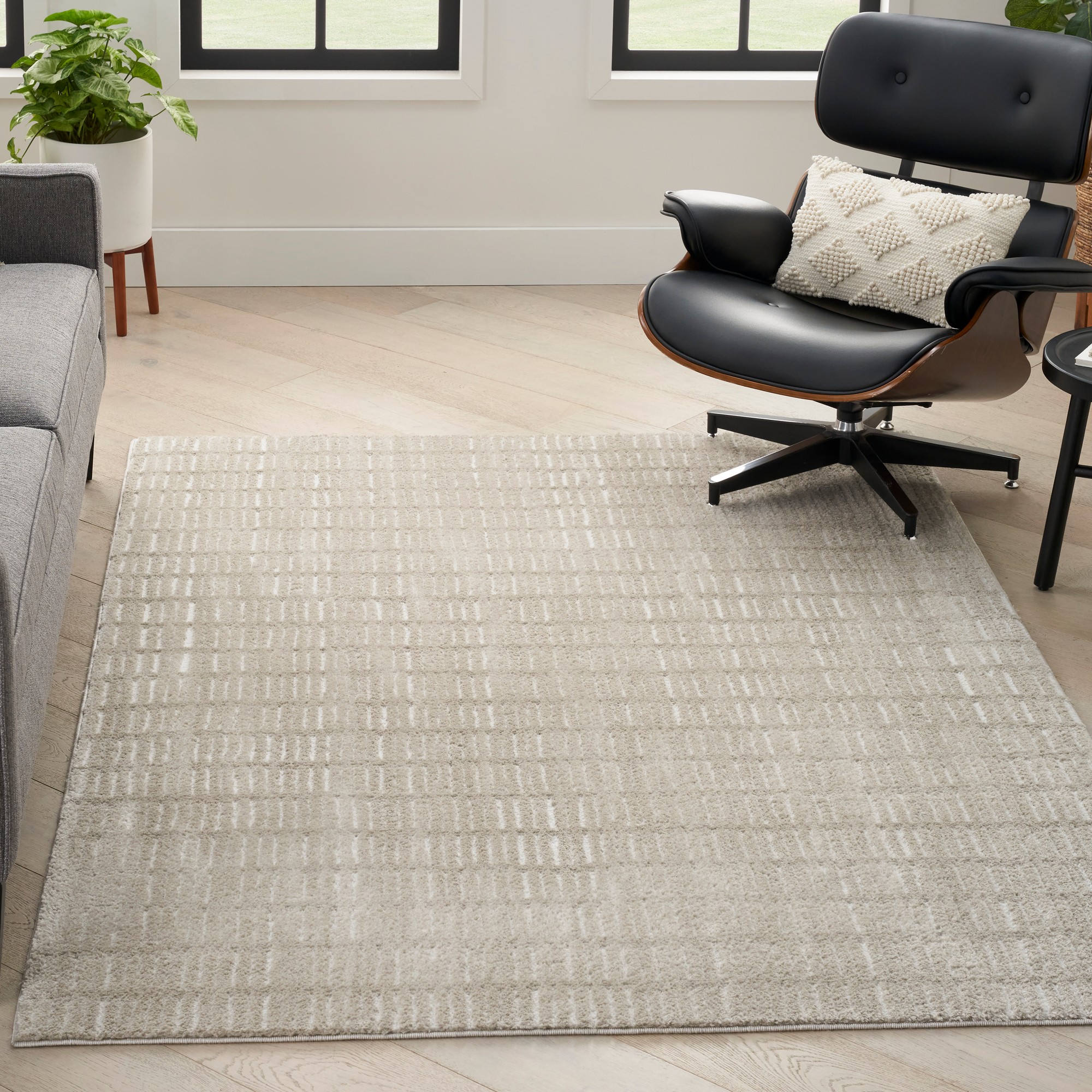 Modern Comfort Mnc03 Stripe Rug By Nourison In Grey Ivory