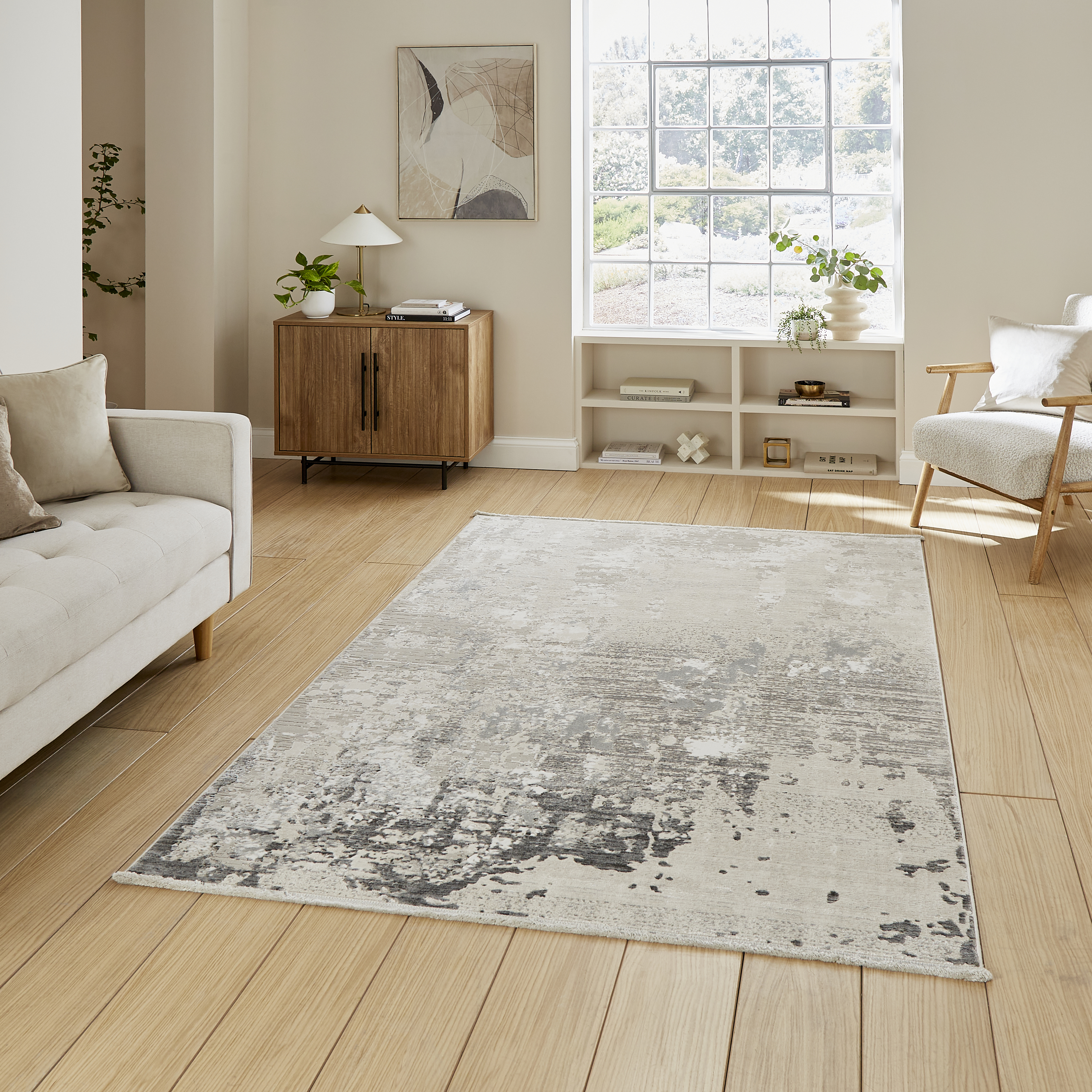 Mirage Mr93 Modern Abstract Textured Metallic Rugs In Grey