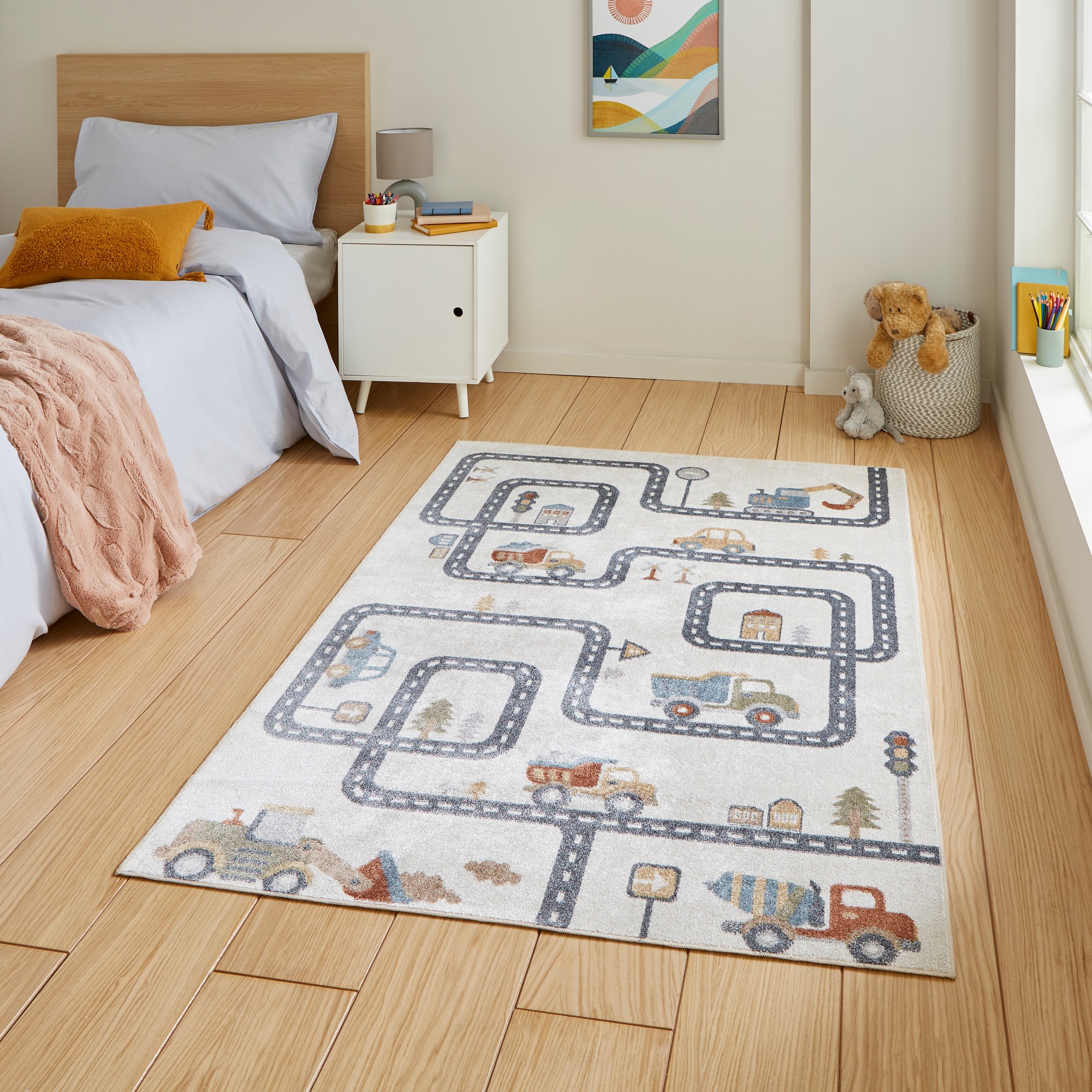 Vida Kids Map Washable Childrens Rugs In Multi