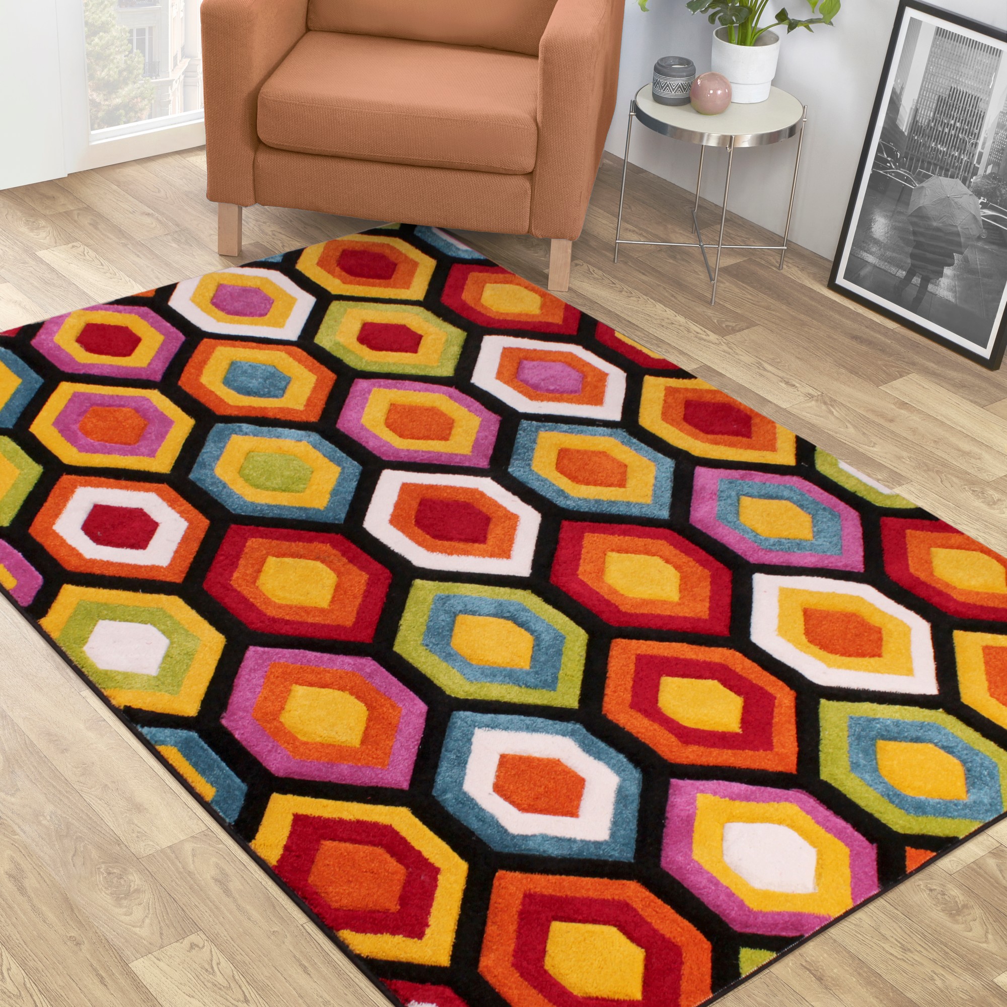 Spectra Marco Carved Geometric Modern Rugs In Multi